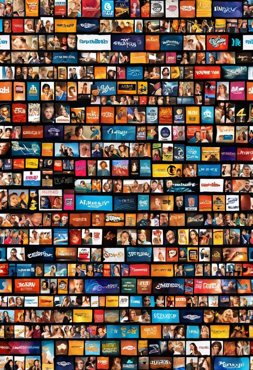 A visually striking collage of various adult film tube icons, displayed on a sleek digital screen, with a diverse group of enthusiastic adults of different ages enjoying the content. Incorporate subtle elements like popcorn and cozy furniture to convey a relaxed viewing atmosphere. Include abstract representations of streaming waves and vibrant colors to signify extensive collections and modern streaming. super-realistic. vibrant colors. digital art.